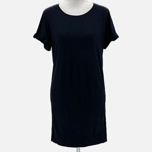 Vince Cotton & Modal Short Cuffed Sleeve T Shirt Dress in Navy - Size XS